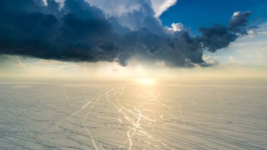 The upper view on a huge snow field