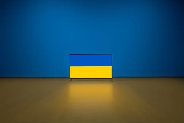 Television Floor Ukrainian Color Flag Image — kuvapankkivalokuva