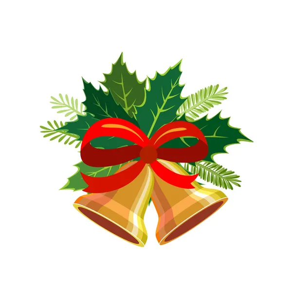 Des Cloches Noël Illustration Vectorielle Icône Logo Art Cloches Dorées — Image vectorielle