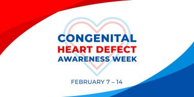 Congenital heart defect awareness week. Vector web banner, poster, card for social media, networks. Text Congenital heart defect awareness week, february 7-14