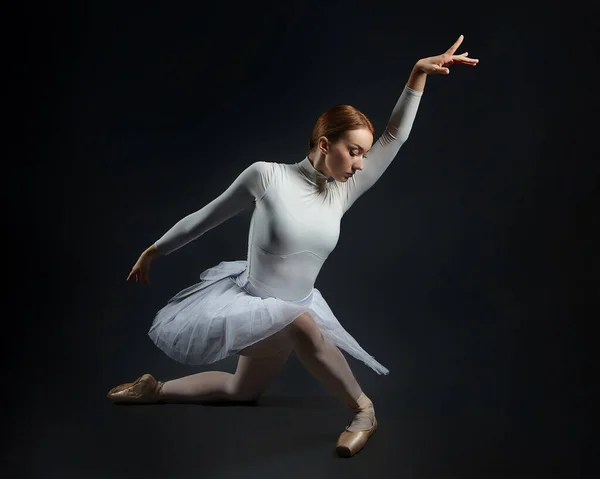 Elegant Ballerina Posing Studio Dark Background Stock Photo