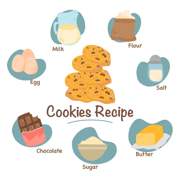 Handgezeichnete Cookies Rezept Illustration — Stockvektor