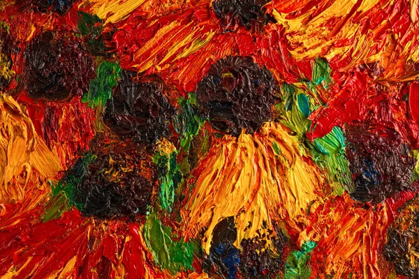 Equinácea Vermelha Amarela Sobre Fundo Verde Pintura Óleo Flores Verão — Fotografia de Stock