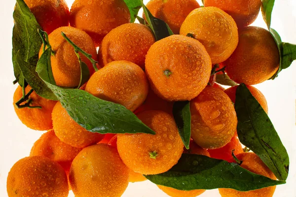 Vaso Vidro Com Tangerinas Decoração Para Ano Novo Natal Tangerinas — Fotografia de Stock