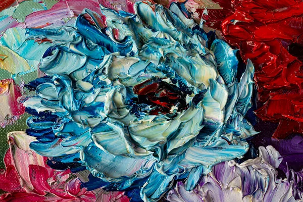 Цветы Красивая Картина Маслом Холсте Мазки Кисти Текстуры Холста — стоковое фото