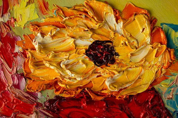 Flowers Beautiful Oil Painting Canvas Brush Strokes Canvas Textures — Stock Fotó