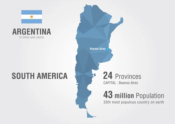 Arjantin Dünya Haritası piksel elmas desenli. — Stok Vektör