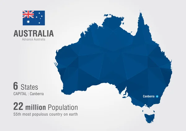 Australia world map with a diamond pixel texture. — Stock Vector