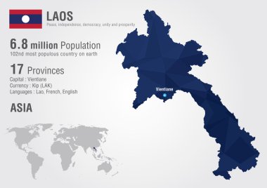 bir piksel elmas doku ile Laos Dünya Haritası.