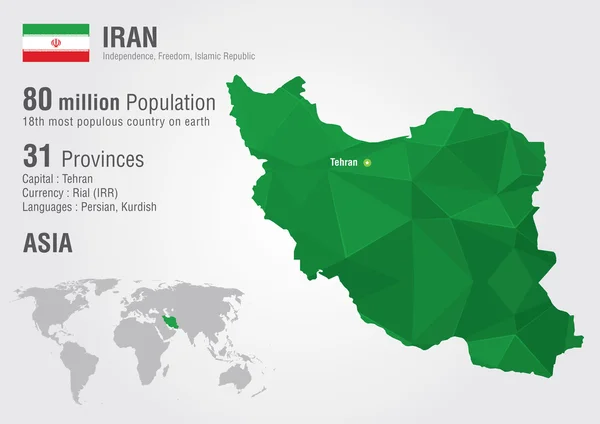 Iran Världskarta med en pixel diamond konsistens. — Stock vektor