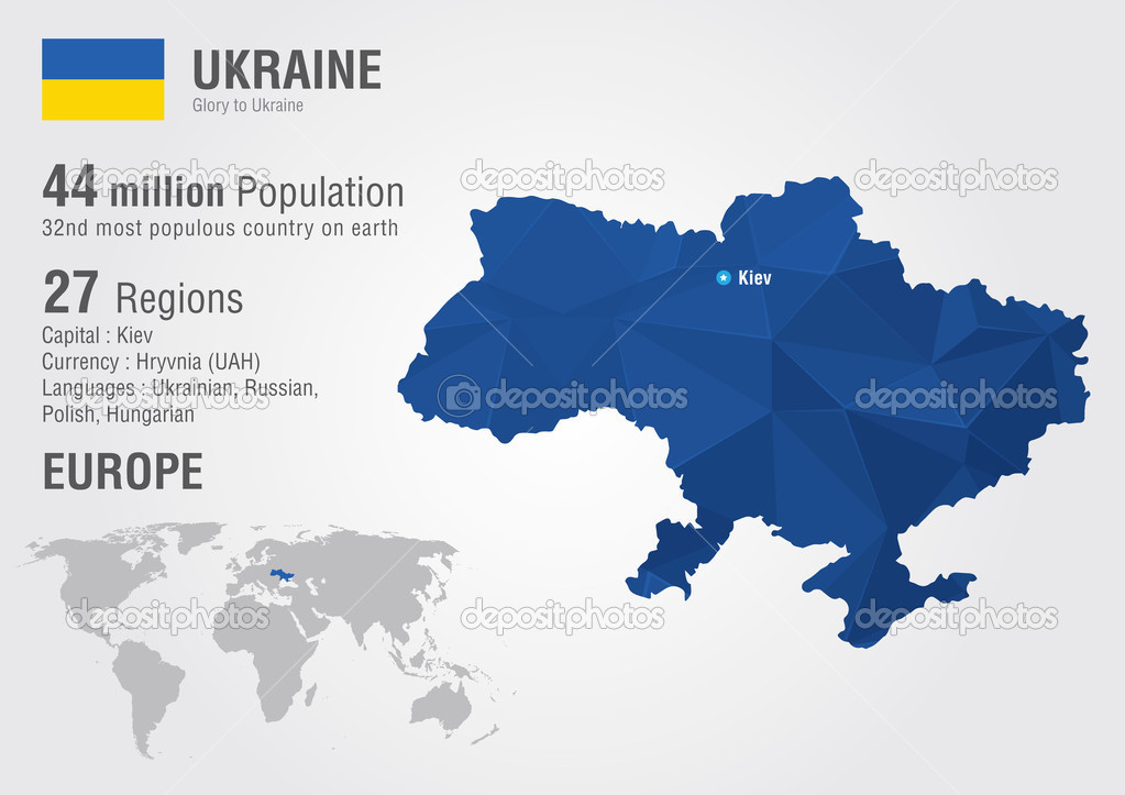 Ukraine World Map With A Pixel Diamond Texture Stock Vector Image By C Kameonline
