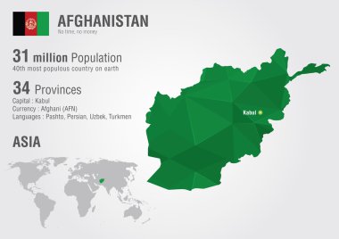bir piksel elmas doku ile Afganistan Dünya Haritası.