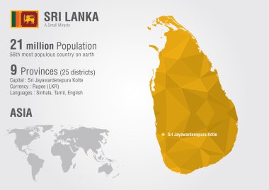bir piksel elmas doku ile Sri lanka Dünya Haritası.