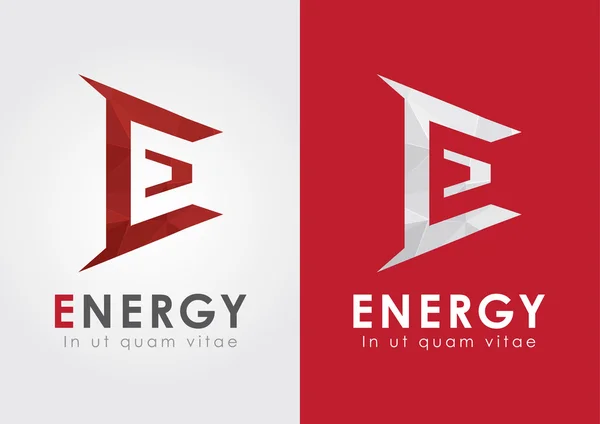 E Icono de energía de un alfabeto. Movimiento empresarial . — Vector de stock