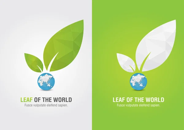 叶的世界。生态志愿者图标。为绿色商业环状区域 — 图库矢量图片