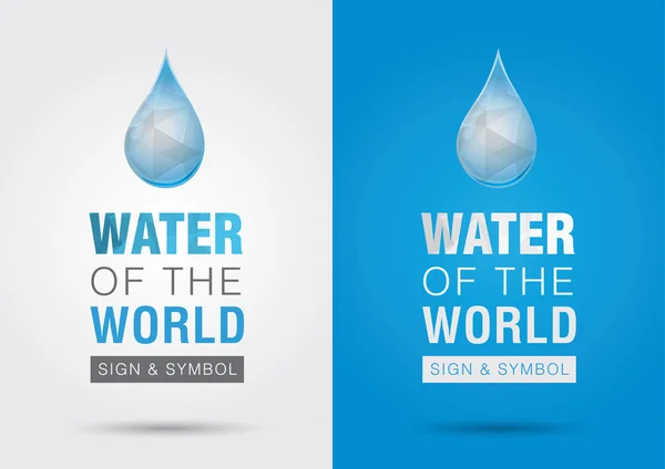Água do mundo.Ícone símbolo de sinalização gota de água com o mundo — Vetor de Stock