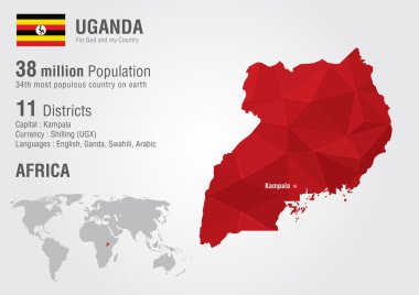 Uganda Dünya Haritası piksel elmas doku ile.