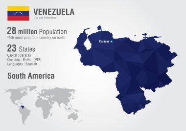 bir piksel elmas doku ile Venezuela Dünya Haritası.