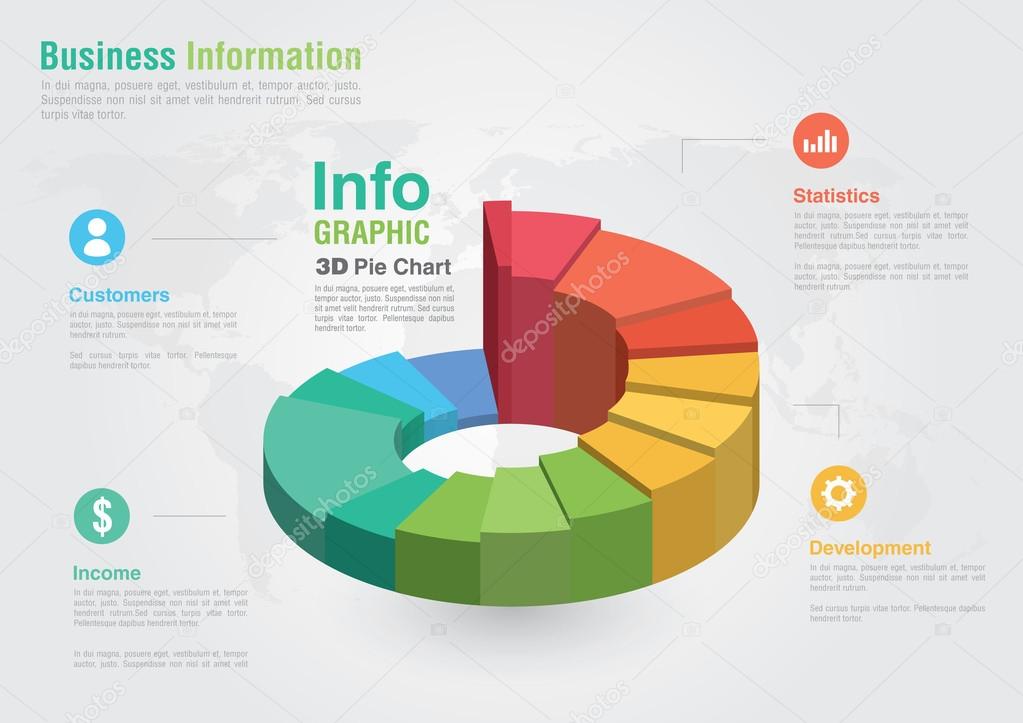 Business 3D Pie chart infographic. Business report creative marketing. Business success.