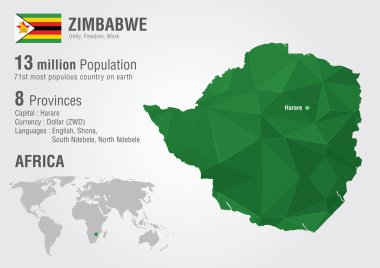 bir piksel elmas doku ile Zimbabve Dünya Haritası.