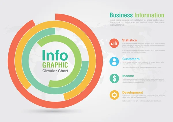 Infografía del gráfico circular de negocios. Informe de negocio creativo ma — Archivo Imágenes Vectoriales