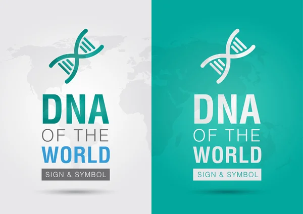 DNA fra hele verden. Icon symbol DNA og verden med en kromosom – stockvektor