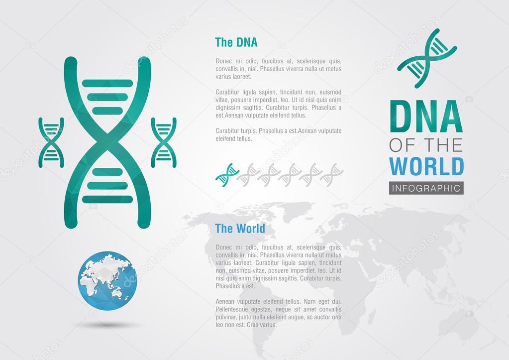 DNA of the world. Info graphic the world with a chromosome.
