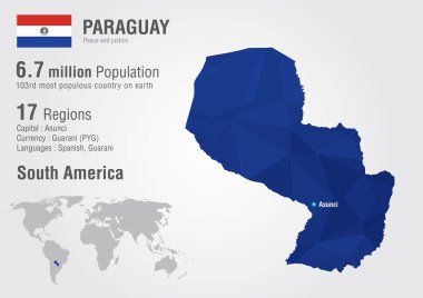 bir piksel elmas doku ile Paraguay Dünya Haritası.