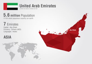 bir piksel elmas doku ile BAE Birleşik Arap Emirlikleri Dünya Haritası.