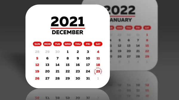 2021 takviminin güzel Aralık sayfasındaki Noel tarihi