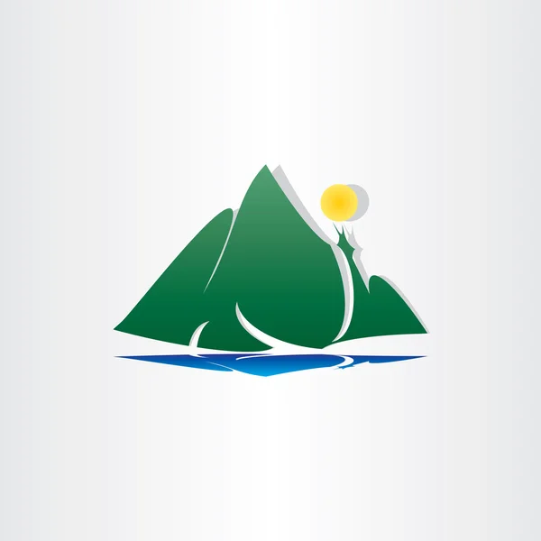 Σύμβολο του ήλιου λίμνη βουνό — Διανυσματικό Αρχείο