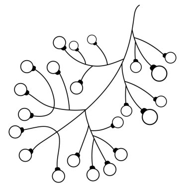 Bitki. Böğürtlenli süs dalı. Vektör doğrusal çizim. Tasarım ve dekor için el çizimi, kartpostallar ve baskılar, logolar
