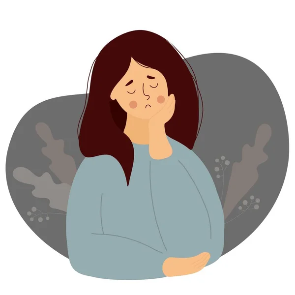 寂しい子は悲しくて泣いてる ベクトルイラスト 悲しい休日と孤独 感情とうつ病の概念のための女性のキャラクター — ストックベクタ