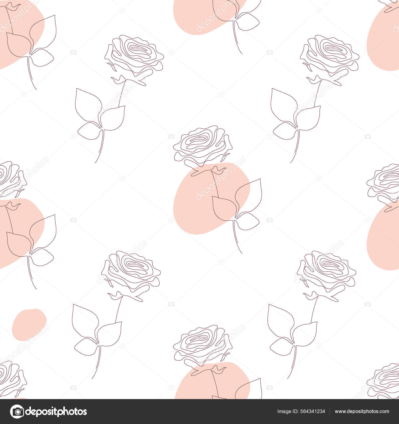 Padrão sem costura floral. Flor linear rosa ramo com manchas abstratas no  fundo branco. Ilustração vetorial. Desenho botânico para decoração, design,  impressão, embalagem, papel de parede e têxtil. Vetor de ©Lysak_Luda  564341234, image size:1600x1700