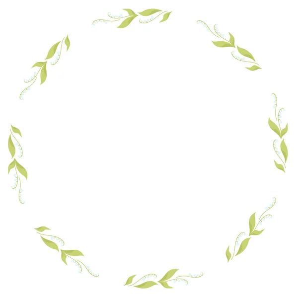 Spring Card Frame May Lilies Valley Leaves Vector Illustration Spring —  Vetores de Stock