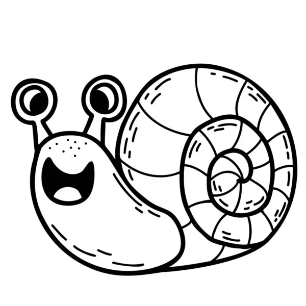 Cute Snail Linear Hand Drawing Funny Animal Clam Snail Character — Stok Vektör