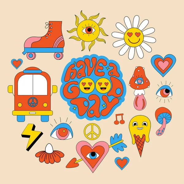 Şirin hippi çıkartmaları. 70 'lerin modası geçmiş 80' lerin modası. Motivasyon sloganı: 