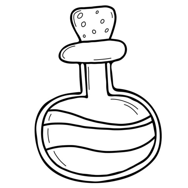 Magic Potion Bottle Vector Illustration Linear Doodle Style Isolated Element — Stok Vektör