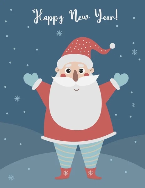 Poster Natale Con Personaggio Carino Babbo Natale Cartone Animato Babbo — Vettoriale Stock