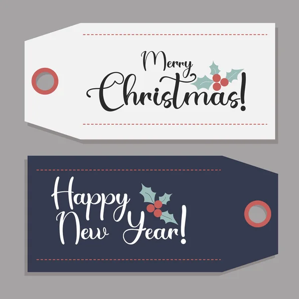 Świąteczny Szablon Metka Prezentami Etykiety Kartkowe Szczęśliwego Nowego Roku Wesołych — Wektor stockowy