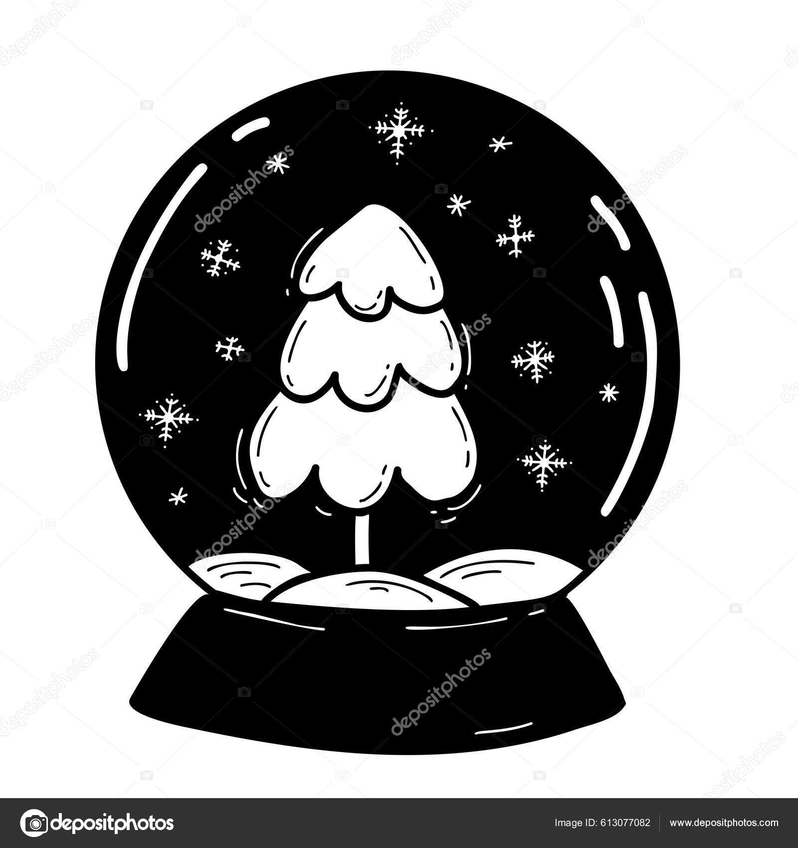 Christmas Snow Globe New Year Tree Vector Hand Drawing Doodle Stock Vector by ©Lysak_Luda 613077082