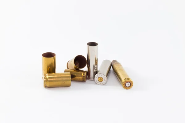 Cartuşe cu pistol şi puşcă, calibre diferite, trase — Fotografie, imagine de stoc