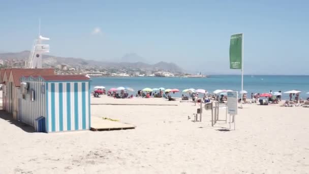 June 2022 Campello Alicante Spain Green Flag Beach Show People — Wideo stockowe