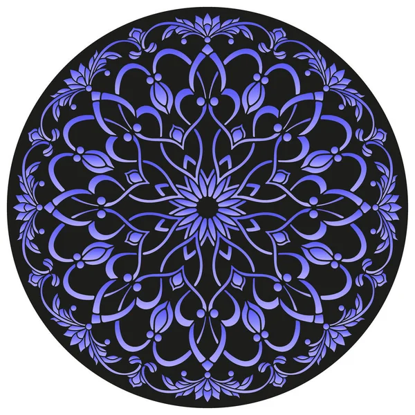 丸みを帯びた製品のためのデザイン装飾 暗い背景にステンドグラスのスタイルで花 — ストックベクタ