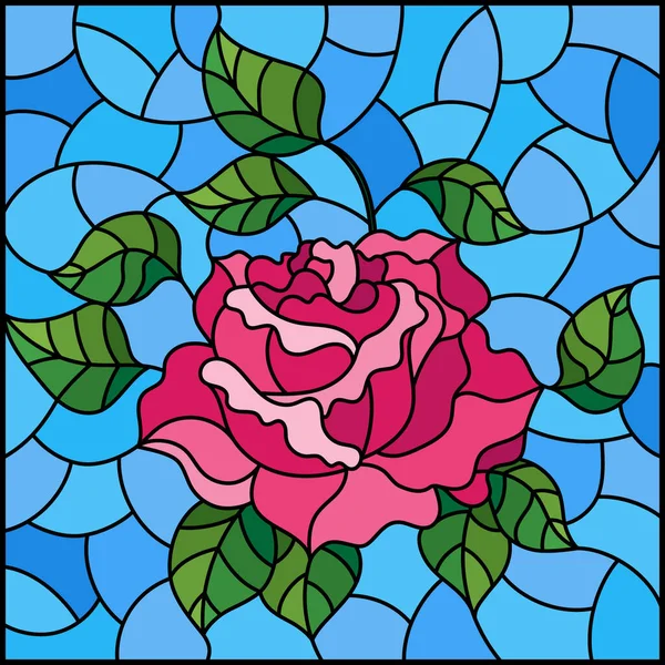 Ilustración Estilo Vidriera Con Una Flor Rosa Brillante Sobre Fondo — Vector de stock