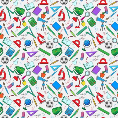 Okulu, hafif bir arka plan üzerinde basit renk simgeleri konulu seamless modeli