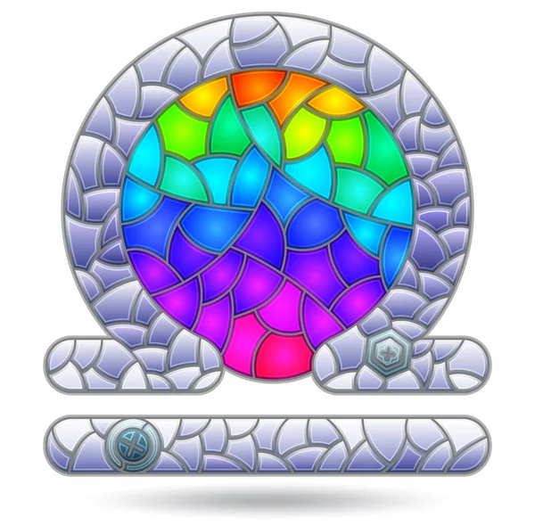 Ilustrace Stylu Vitrážového Okna Zvěrokruhovým Znakem Libra Postava Izolovaná Bílém — Stockový vektor