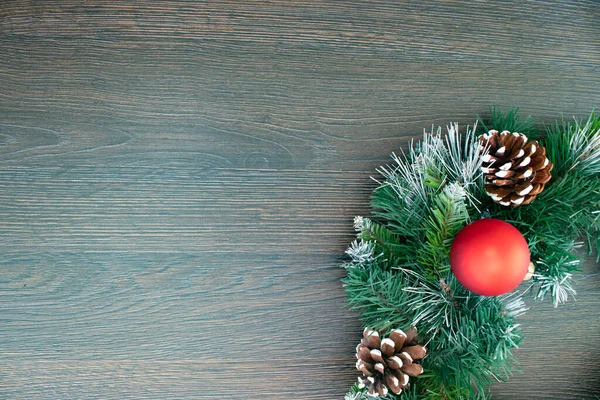 Kerstversiering Gelukkig Nieuwjaar 2022 Kerst Stralende Houten Achtergrond Met Kerstboom — Stockfoto