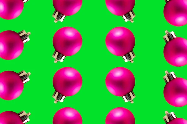 Рождественский Фон Розовые Шарики Стильном Зеленом Столе Рождество Праздник Фон — стоковое фото