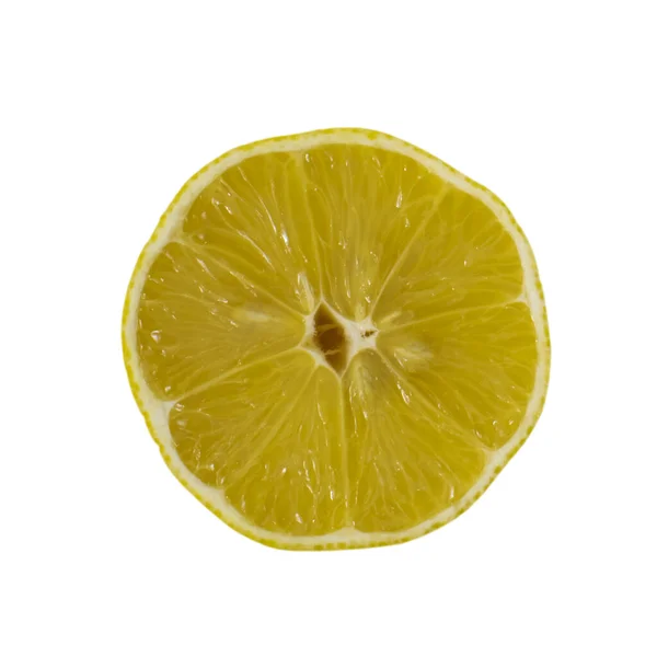 Fatia Limão Caminho Recorte Isolada Num Fundo Branco Fruta Limão — Fotografia de Stock